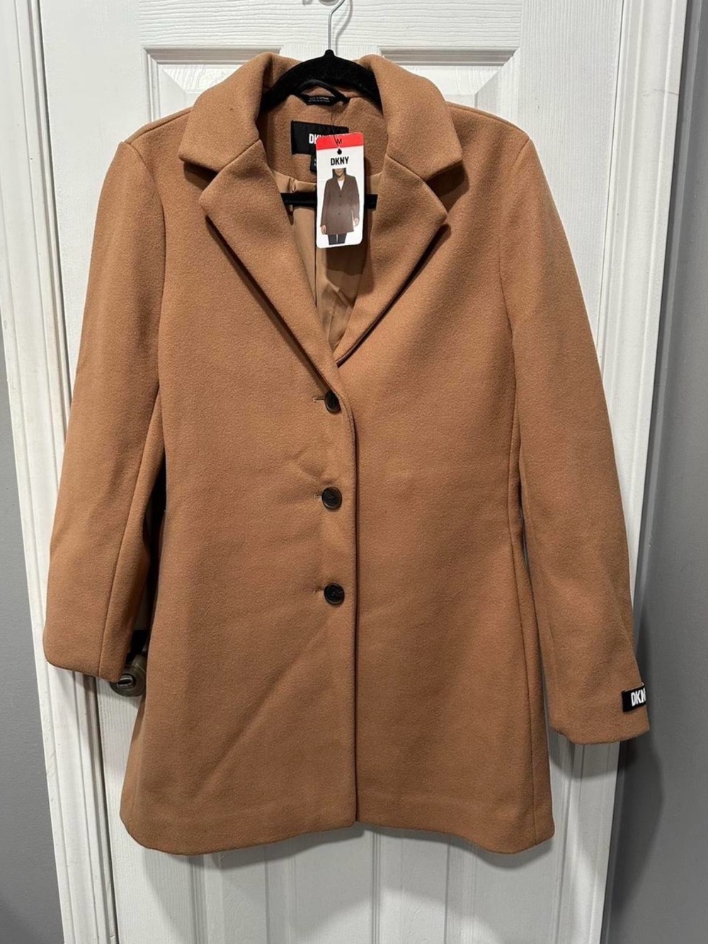 DKNY Tan Wool Coat